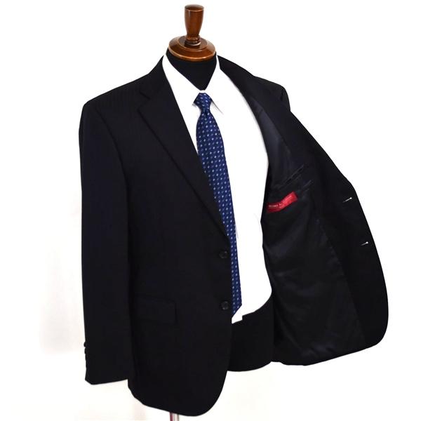 ダーバン 2つボタン シングルスーツ L AB6 ブラック ストライプ ワンタック 袖口4つ釦  開き見せ 24510051-99-601 合物 春秋 5XL094 | D'URBAN | 01