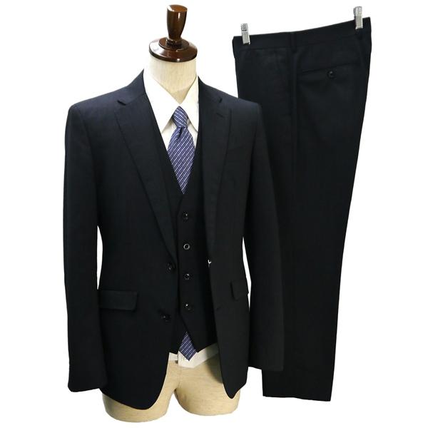 スーツセレクト 3ピース 2つボタン シングルスーツ A5 M ダークグレー 暗灰色 チェック ノータック 春秋冬 BLRP1814 6NA013 | SUIT SELECT