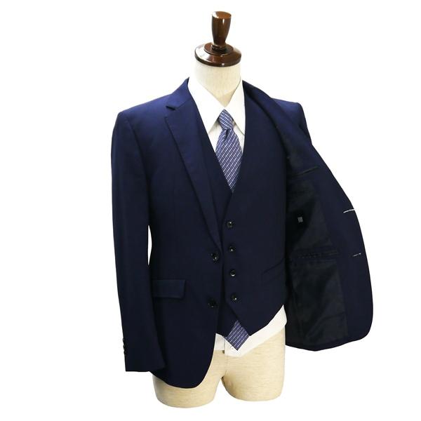 スーツセレクト 3ピース 2つボタン シングルスーツ 袖口3つボタン A4 S ダークネイビー ノータック 春秋冬 BLRP9003 6NA027 | SUIT SELECT | 01