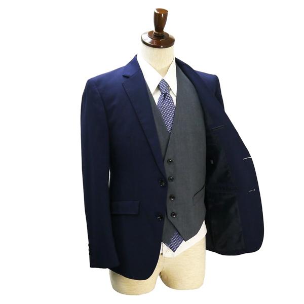 スーツセレクト 3ピース 2つボタン シングルスーツ 袖口3つボタン A4 S ダークネイビー ノータック 春秋冬 BLRP9003 6NA027 | SUIT SELECT | 02