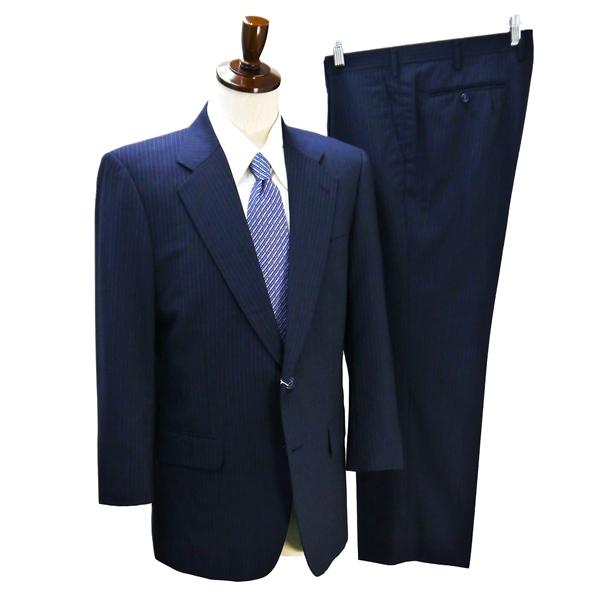 ELEFIT BISHU 2つボタン シングルスーツ 袖口3つボタン BB4 M ダークネイビー ストライプ ワンタック ゆったり 春夏 198629 6NA046 | ブランド登録なし