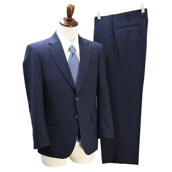 MATSUYA GINZA Lanificio di Tollegno 2つボタン シングルスーツ AB4 M ダークネイビー ストライプ ワンタック 春夏 6NA059 | ブランド登録なし