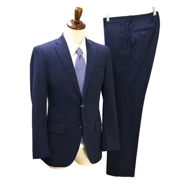 麻布テーラー WORLD TRAVELER 2つボタン シングルスーツ Y7 L ダークネイビー ストライプ ノータック ストレッチ 本切羽 春夏 6NA067 | 麻布テーラー