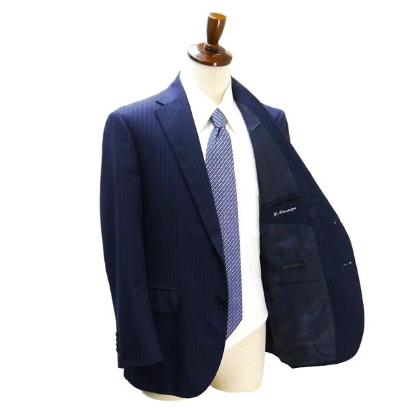 HILTON COLOMBO 2つボタン シングルスーツ BE4 L ダークネイビー ストライプ ノータック 本切羽 春秋 合物 H17V4326 6NA068 | HILTON | 01