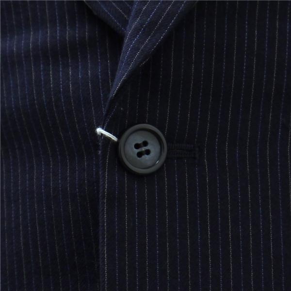 2つボタン シングルスーツ 袖口3つボタン A4 S ダークネイビー 濃紺色 ストライプ ノータック 秋冬 23-157 6NA090 | ブランド登録なし | 02