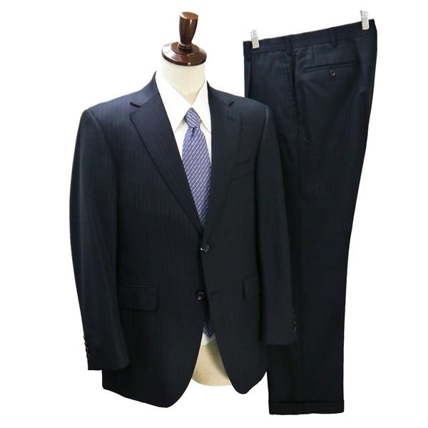 gotairiku 五大陸 JOHN FOSTER 2つボタン シングルスーツ AB6 L ダークネイビー ストライプ ウエストアジャスター 春秋冬 6NA096 | gotairiku