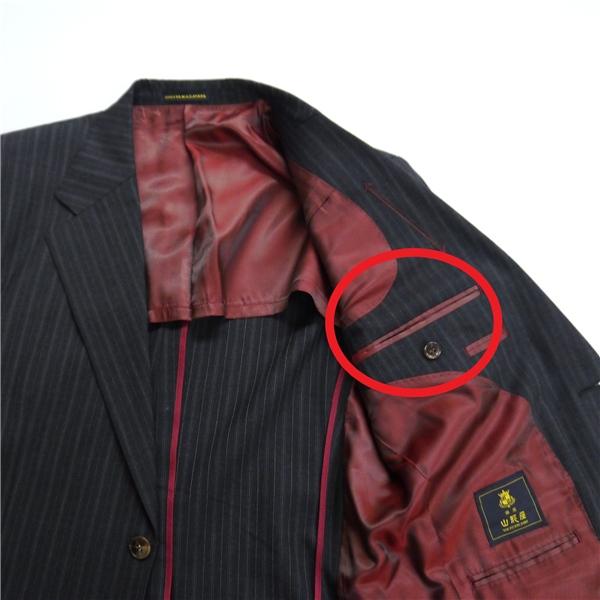 銀座 山形屋 2つボタン シングルスーツ 袖口4つボタン AB7 L ダークグレー 暗灰色 ストライプ ツータック 春秋 合物 6NA099 | ブランド登録なし | 05