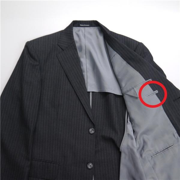 ELEFIT 2つボタン シングルスーツ 袖口4つボタン A6 M ダークグレー 暗灰色 ストライプ ワンタック 春秋 合物 552240 6NA109 | ブランド登録なし | 05