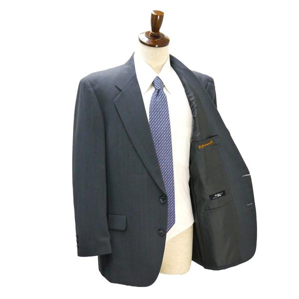 Lucky Bear 2つボタン シングルスーツ 袖口3つボタン AB6 L ダークグレー 暗灰色 ストライプ ワンタック 春秋 合物 353194 6NA120 | ブランド登録なし | 01