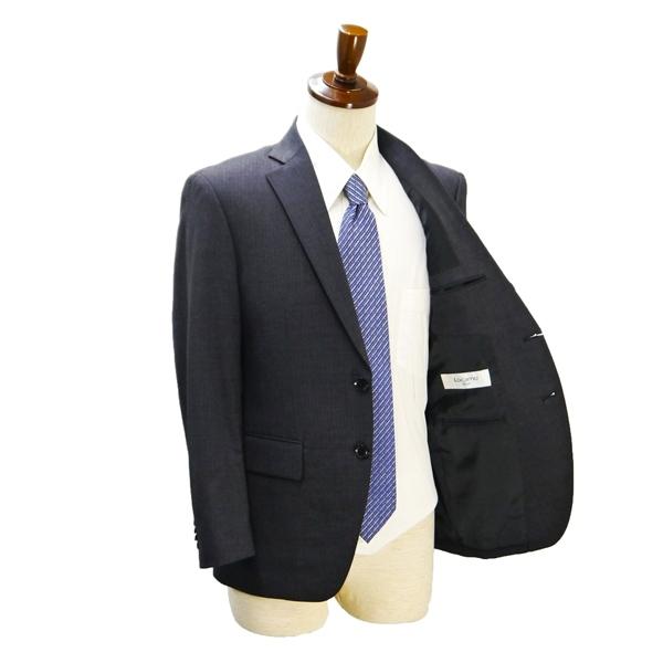 Locarno due 2つボタン シングルスーツ 袖口4つボタン A3 S ダークグレー 暗灰色 ストライプ ノータック 春秋 合物 20243 6NA125 | ブランド登録なし | 01