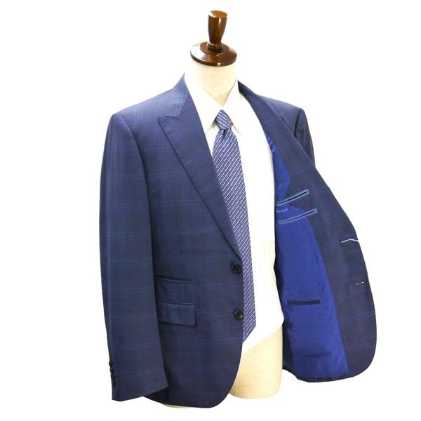 LANVIN ランバン 2つボタン シングルスーツ A8 XL ダークネイビー 濃紺色 チェック ノータック 春秋 合物 LA-SY-70159 6NB012 | ブランド登録なし | 01