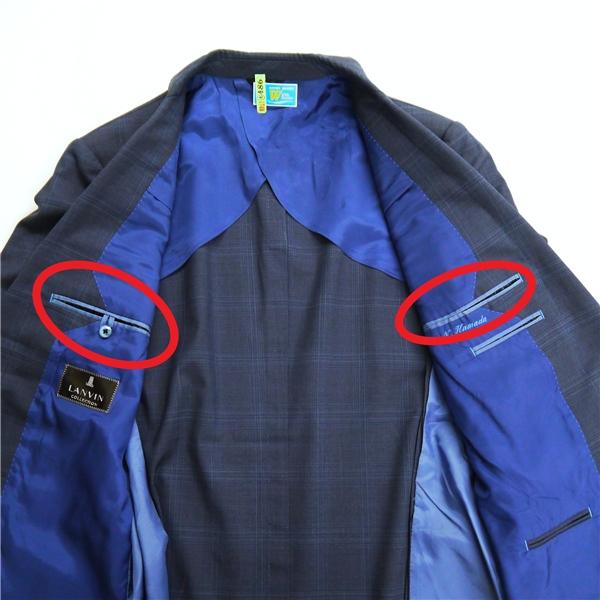 LANVIN ランバン 2つボタン シングルスーツ A8 XL ダークネイビー 濃紺色 チェック ノータック 春秋 合物 LA-SY-70159 6NB012 | ブランド登録なし | 06