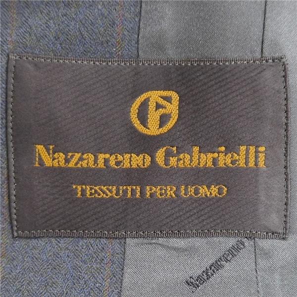 Nazareno Gabrielli 2つボタン シングルスーツ 袖口3つボタン BB3 S 緑がかったダークグレー ストライプ ワンタック 秋冬 6NB013 | ブランド登録なし | 03