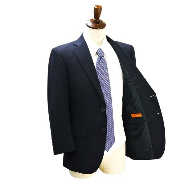 美品 ROCHI 2パンツ 2つボタン シングルスーツ 袖口4つボタン A4 S ダークネイビー ストライプ ワンタック 春秋 合物 3C-905 6NB019 | ブランド登録なし | 01