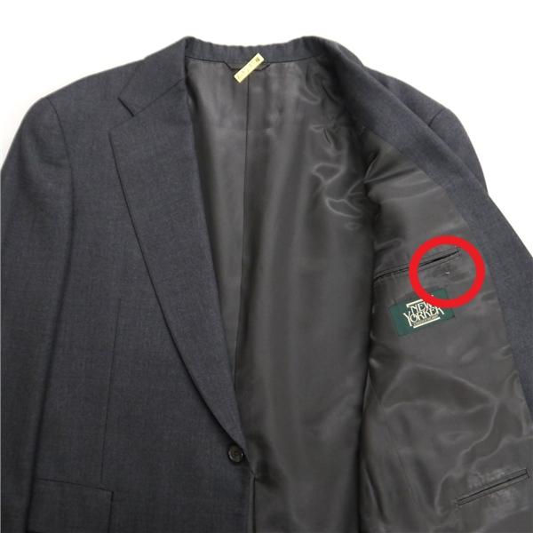 ニューヨーカー 2つボタン シングルスーツ 袖口4つボタン AB6 L ダークグレー 暗灰色 ツータック 春秋冬 PLSBA 431250 6NB025 | NEWYORKER | 07