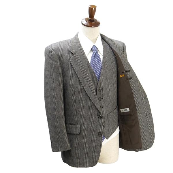 VOICE ヴォイス 3ピース 2つボタン シングルスーツ 袖口3つボタン A5 M ブラウン 茶色 ストライプ ノータック 秋冬 1744 6NB026 | ブランド登録なし | 01
