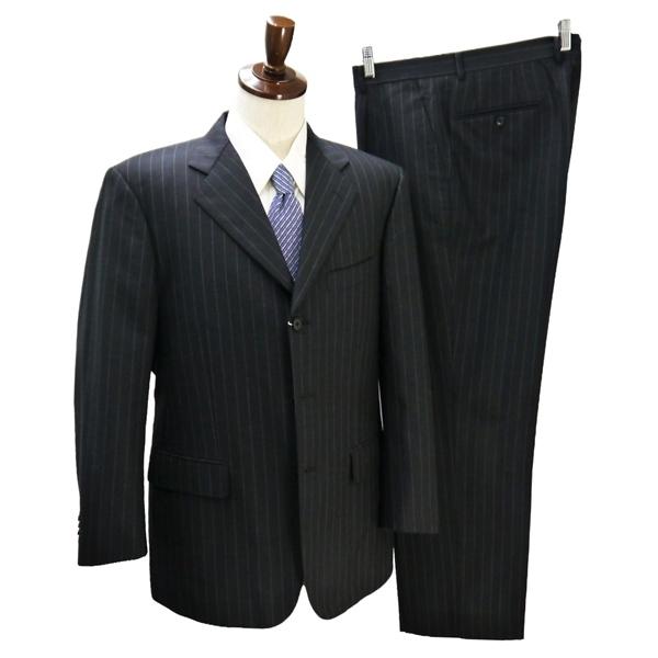 Savile Row セヴィルロウ GUY DORMEUIL 3つボタン シングルスーツ AB6 L ダークグレー ストライプ アジャスター 春秋冬 71T00 6NB031 | ブランド登録なし