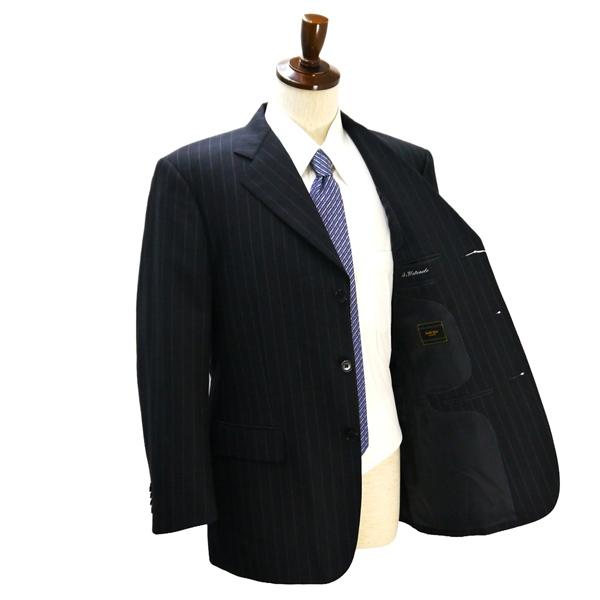 Savile Row セヴィルロウ GUY DORMEUIL 3つボタン シングルスーツ AB6 L ダークグレー ストライプ アジャスター 春秋冬 71T00 6NB031 | ブランド登録なし | 01