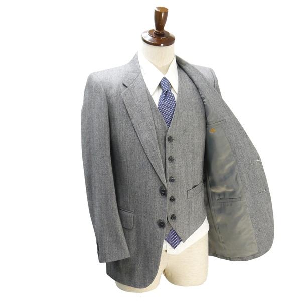 Massy 3ピース 2つボタン シングルスーツ 袖口3つボタン YA5 M グレー シャドーストライプ ノータック 細身 秋冬 1219 6NB033 | ブランド登録なし | 01