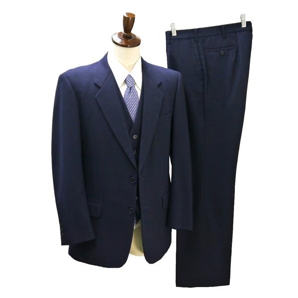 SLOTTLE スロットル 3ピース 2つボタン シングルスーツ 袖口3つボタン A7 L ダークネイビー 濃紺色 ノータック 秋冬 6562 6NB058 | ブランド登録なし