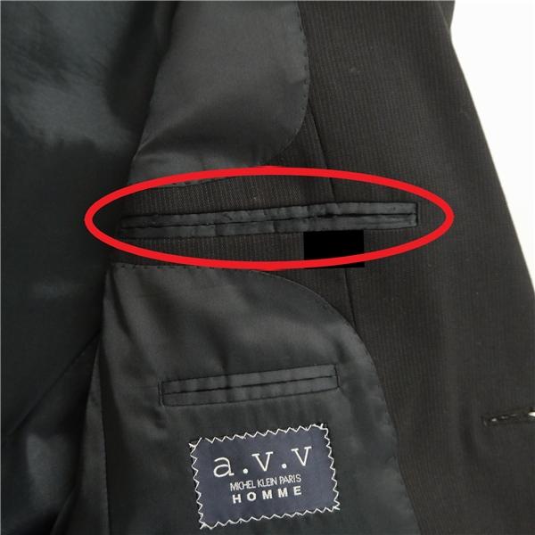 a.v.v HOMME 2つボタン シングルスーツ 袖口4つボタン A5 M ダークグレー ストライプ ツータック 春秋冬 288801-21 6NB060 | ブランド登録なし | 06
