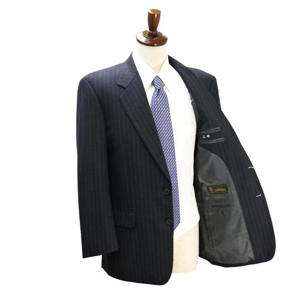 DORMEUIL 2つボタン シングルスーツ 袖口3つボタン A5 M ダークグレー ストライプ ワンタック 春秋 合物 1370491-B 6NB077 | ブランド登録なし | 01