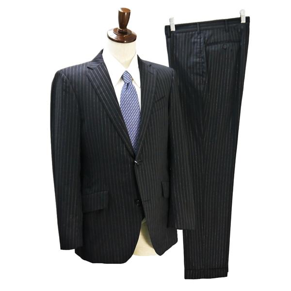 Dots & Loops FERRE 2つボタン シングルスーツ 袖口4ボタン YA7 L ダークグレー ストライプ ノータック 本切羽 春夏 6NB079 | ブランド登録なし