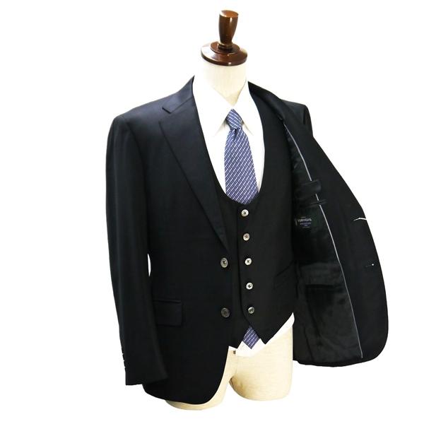 AUSTIN REED LONDON DORMEUIL AMADEUS365 3ピース 2つボタン シングルスーツ AB6 L 光沢ブラック フォーマル 春秋冬 SO-33806 6NB087 | ブランド登録なし | 01