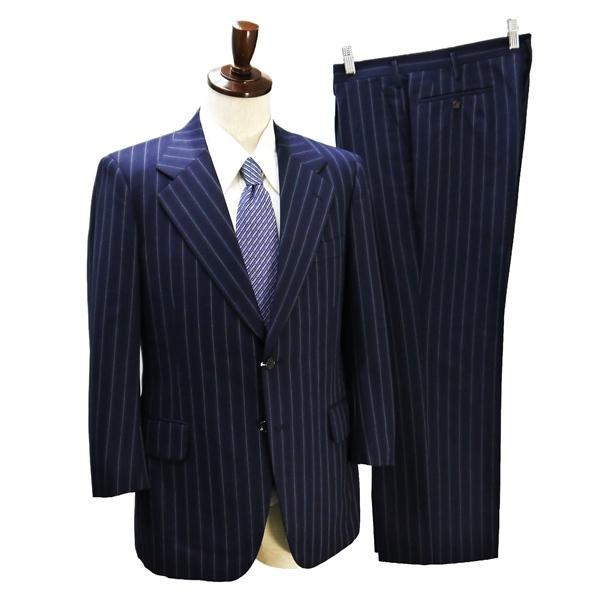 DORMEUIL Club 2つボタン シングルスーツ 袖口3つボタン AB4 M ダークネイビー 濃紺色 ストライプ ワンタック 春秋冬 6NB090 | ブランド登録なし