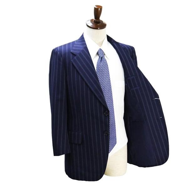 DORMEUIL Club 2つボタン シングルスーツ 袖口3つボタン AB4 M ダークネイビー 濃紺色 ストライプ ワンタック 春秋冬 6NB090 | ブランド登録なし | 01