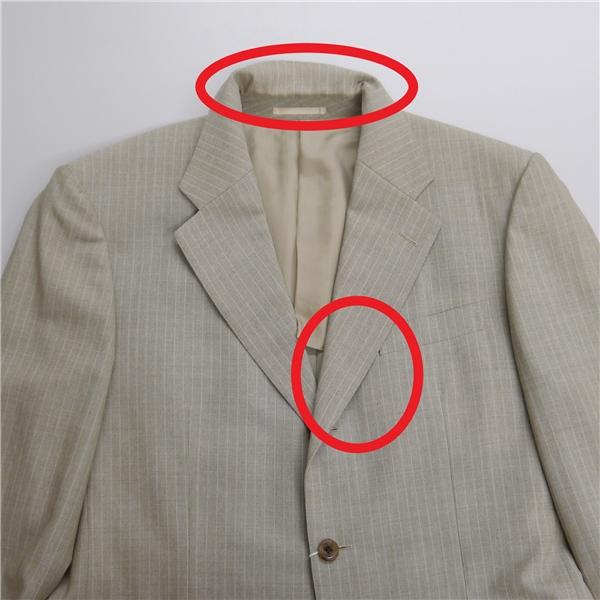 LANVIN CLASSIQUE ランバン 段返り 3つボタン シングルスーツ A8 XL 明るめのベージュ ストライプ ツータック 春秋 合物 6NB092 | ブランド登録なし | 05