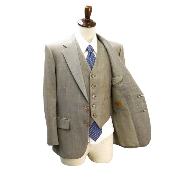 THE CHIC ザシック 3ピース 2つボタン シングルスーツ 袖口3つボタン BB4 M ベージュ 薄茶色 ノータック ゆったり 春秋冬 6NB100 | ブランド登録なし | 01