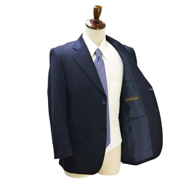 美品 イタリア製カノニコ 2つボタン シングルスーツ AB3 S ダークネイビー シャドーストライプ ワンタック 春秋 合物 240 6NB114 | ブランド登録なし | 01