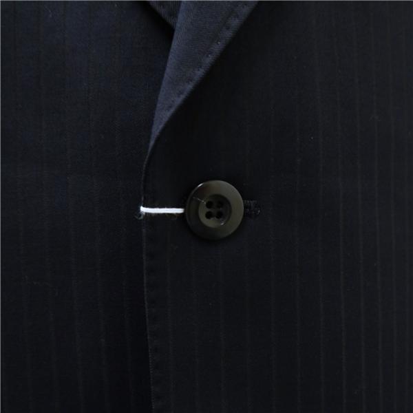 美品 イタリア製カノニコ 2つボタン シングルスーツ AB3 S ダークネイビー シャドーストライプ ワンタック 春秋 合物 240 6NB114 | ブランド登録なし | 02