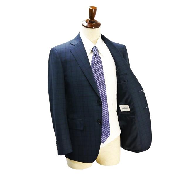 CARTOLINA 2つボタン シングルスーツ 袖口4つボタン A4 S ダークネイビー 濃紺色 チェック ノータック 春秋冬 CT1215207B 6NC034 | ブランド登録なし | 01
