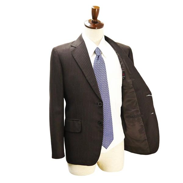 Prince Co. DORMEUIL 2つボタン シングルスーツ 袖口3つボタン Y5 M ダークブラウン ストライプ ノータック 細身 春夏 6NC040 | ブランド登録なし | 01