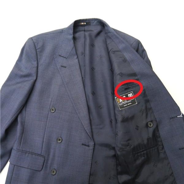 DAKS ダックス 6つボタン ダブルスーツ 袖口3つボタン AB5 M ダークネイビー 濃紺色 チェック ツータック 春秋冬 6ND001 | DAKS | 05