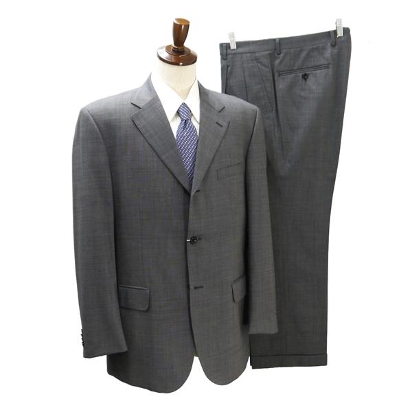 L&B HOMME EXTRA FINE WOOL 段返り 3つボタン シングルスーツ AB7 L グレー ツータック ストレッチ 春秋 合物 MKY1106 6ND022 | ブランド登録なし