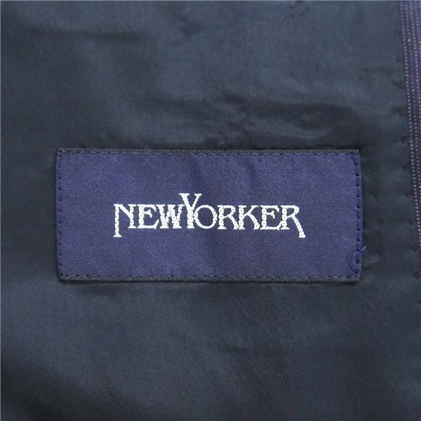 ニューヨーカー 2つボタン シングルスーツ 袖口4つボタン A7 L ダークネイビー ストライプ ノータック 春夏 11-18-5114 6ND025 | NEWYORKER | 04