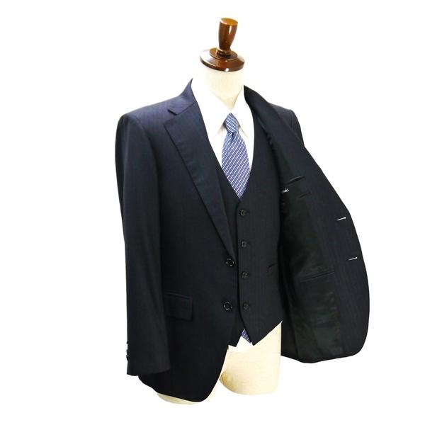 ダーバン r.a.s.o. 3ピース 2つボタン シングルスーツ A5 M ダークグレー ストライプ ノータック 春秋冬 E516014-39-004 6ND049 | D'URBAN | 01