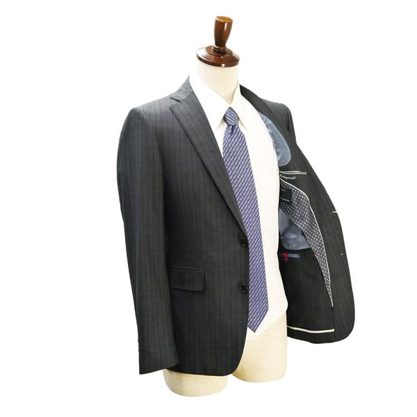 MODA RITORNO 2パンツ 2つボタン シングルスーツ YA5 M ダークグレー 暗灰色 ストライプ ノータック 本切羽 春夏 102036 6ND059 | ブランド登録なし | 01