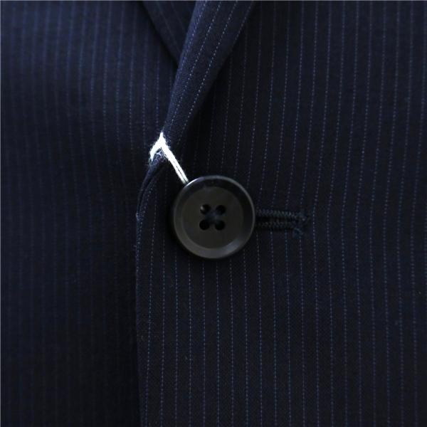 新品同様 美品 TOPVALU 2つボタン シングルスーツ Y4 S ダークネイビー ストライプ ノータック 細身 春夏 TV149SA05S8 6ND061 | ブランド登録なし | 02