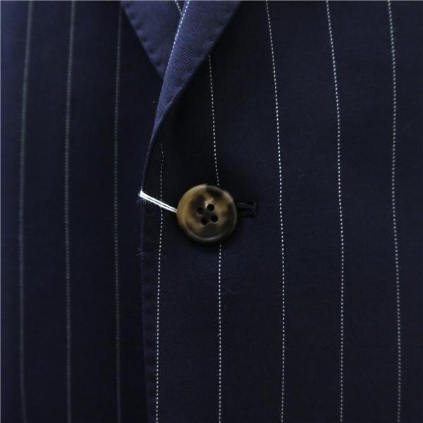 麻布テーラー HARRISONS of EDINBURGH 2つボタン シングルスーツ BE6 XL ダークネイビー ストライプ ワンタック 春秋冬 6ND063 | 麻布テーラー | 02