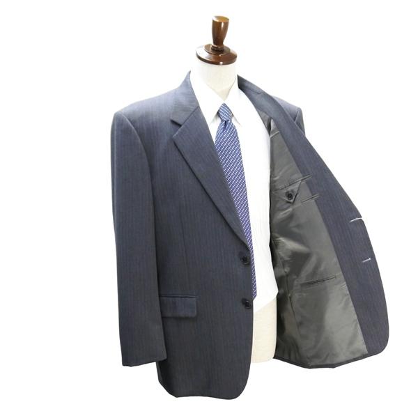 SAIKAYA サイカヤ 2つボタン シングルスーツ 袖口3つボタン BB8 XL ダークグレー 暗灰色 ストライプ ツータック 春秋冬 6ND066 | ブランド登録なし | 01