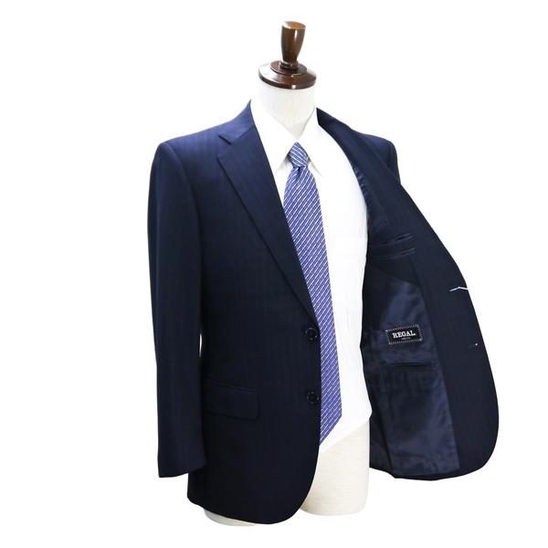 REGAL リーガル 2つボタン シングルスーツ 袖口4つボタン A4 S ダークネイビー 濃紺色 ストライプ ツータック 春秋冬 21816 6ND070 | REGAL | 01