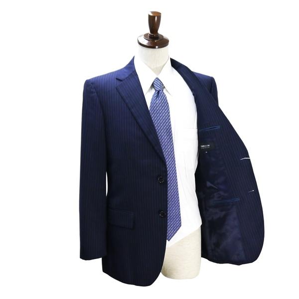 コムサイズム 2つボタン シングルスーツ BB5 L ダークネイビー 濃紺色 ストライプ ノータック ゆったり 春秋冬 47-04SD05 6ND076 | COMME CA ISM | 01