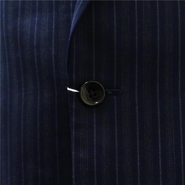 コムサイズム 2つボタン シングルスーツ BB5 L ダークネイビー 濃紺色 ストライプ ノータック ゆったり 春秋冬 47-04SD05 6ND076 | COMME CA ISM | 02