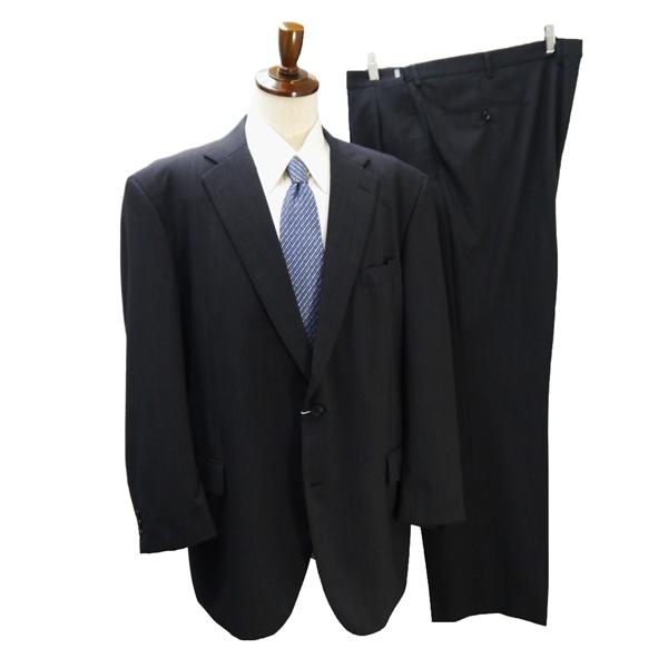 新同 美品 FARAGO 2パンツ 2つボタン シングルスーツ K6 XL ダークグレー シャドーストライプ アジャスター WASHABLE 春夏 6ND081 | ブランド登録なし