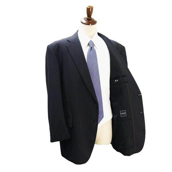 新同 美品 FARAGO 2パンツ 2つボタン シングルスーツ K6 XL ダークグレー シャドーストライプ アジャスター WASHABLE 春夏 6ND081 | ブランド登録なし | 01