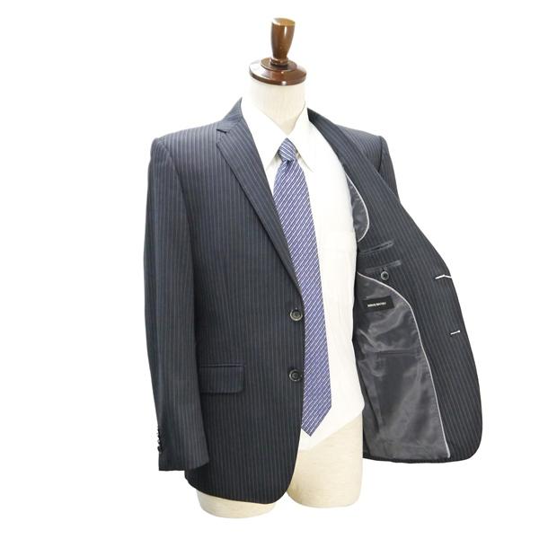 MEN'S BA-TSU SHINY FIT 2つボタン シングルスーツ AB5 M ダークグレー ストライプ ノータック 春秋冬 492201-504-11-45 6ND100 | ブランド登録なし | 01